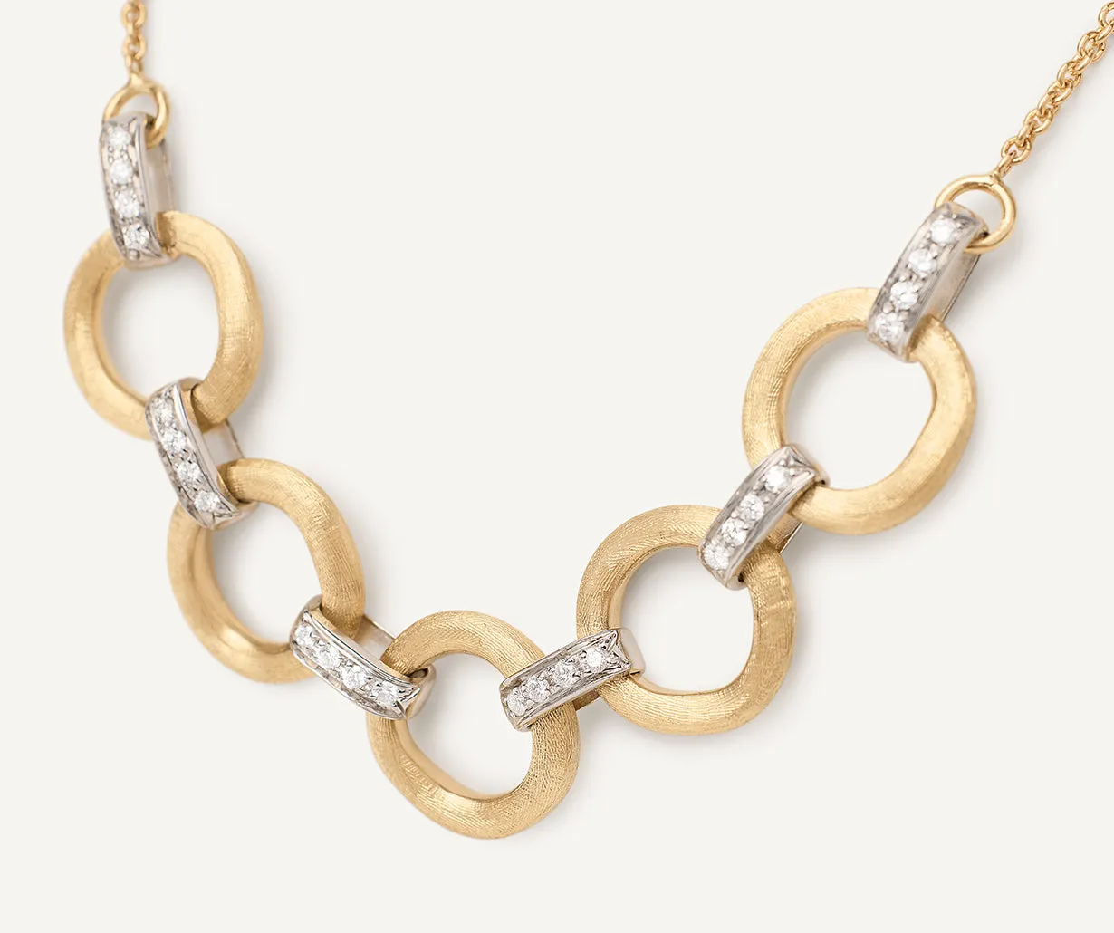 18K Yellow Gold Four Link Diamond Half Collar Necklace
