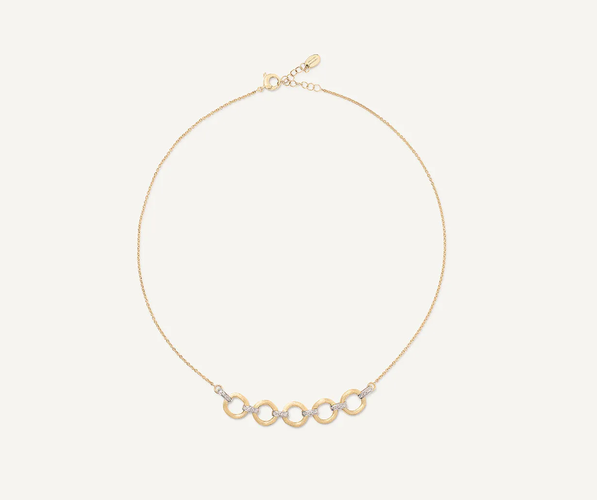 18K Yellow Gold Four Link Diamond Half Collar Necklace