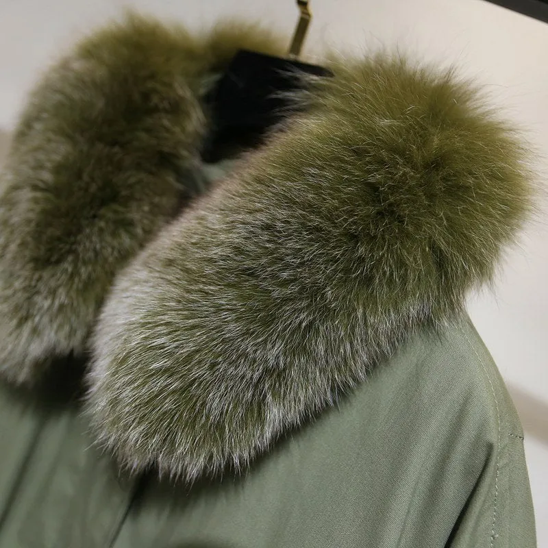 8GIRLS FAUX FUR COLLAR PADDED JACKET IN GREEN