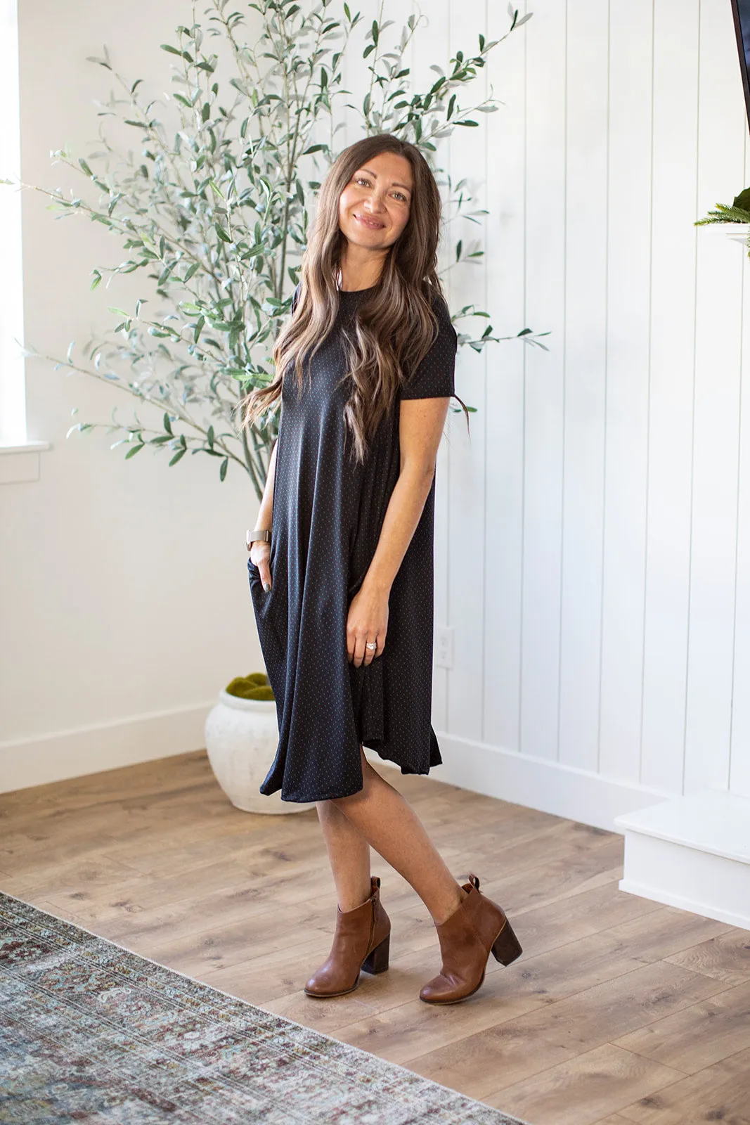 April Dress Black & Blue Dot