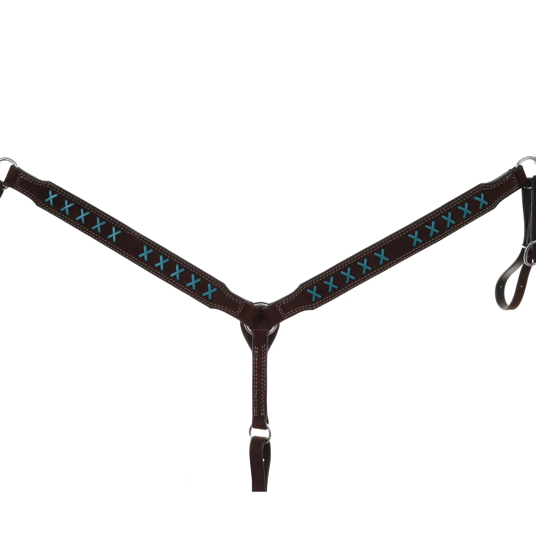 BC1050C - Brown X Design Breast Collar w/ Concho