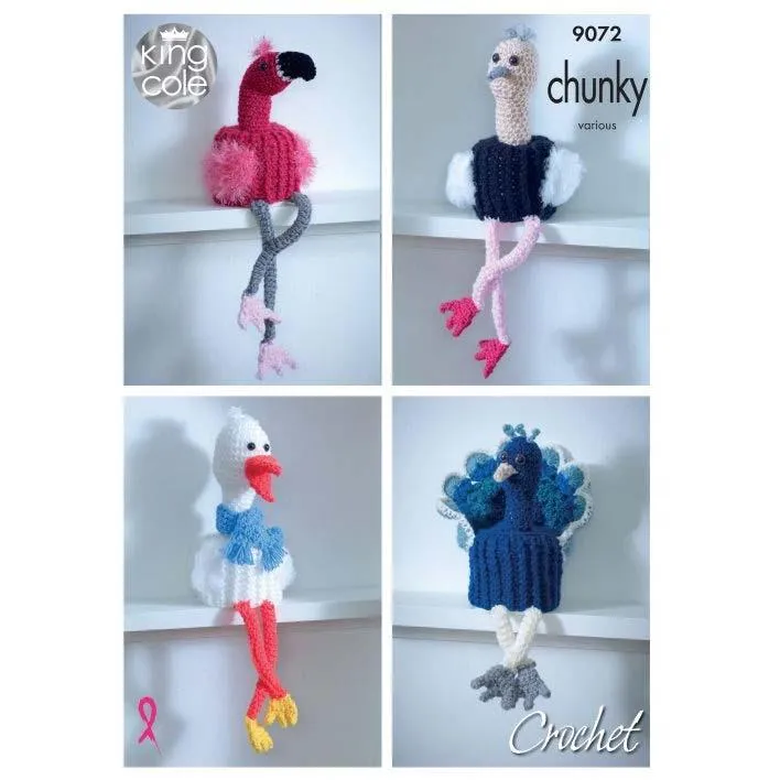 Bird Toilet Roll Holders in King Cole Tinsel Chunky - Digital Version 9072
