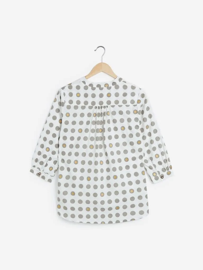 Bombay Paisley Off-White High-Low Ethnic Top