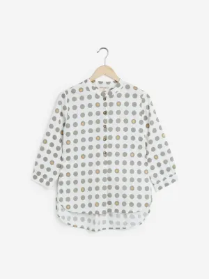Bombay Paisley Off-White High-Low Ethnic Top