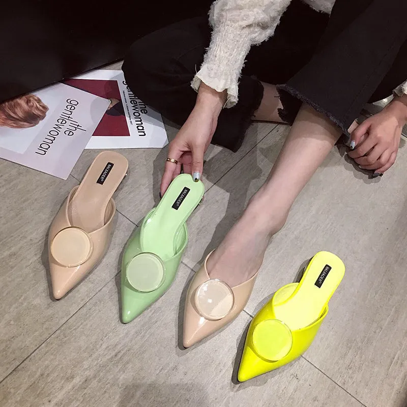 BOOPDO DESIGN POINTED BUCKLE DETAIL SLIP ON MULES