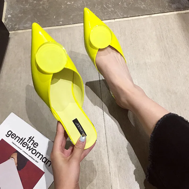 BOOPDO DESIGN POINTED BUCKLE DETAIL SLIP ON MULES
