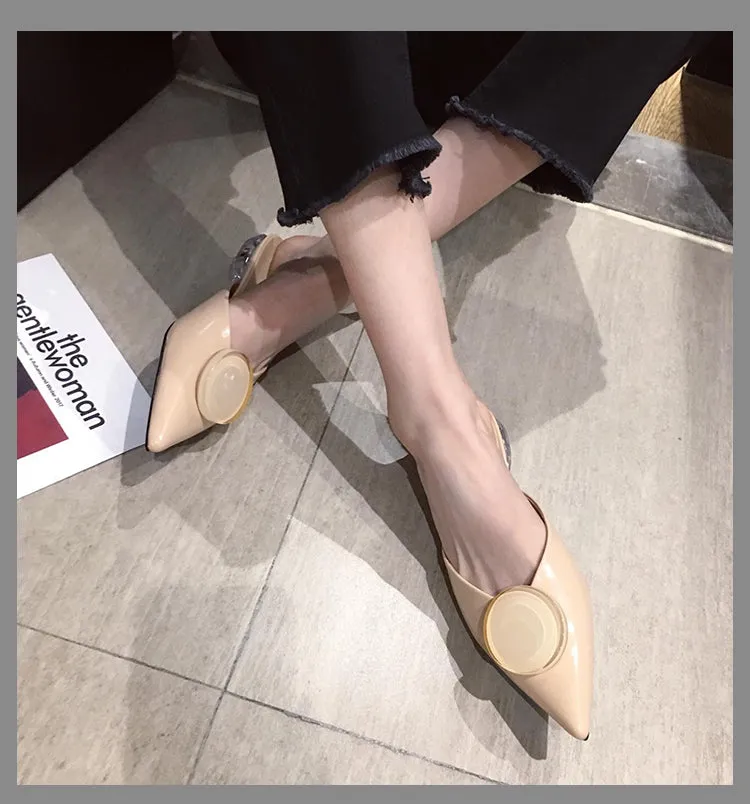 BOOPDO DESIGN POINTED BUCKLE DETAIL SLIP ON MULES