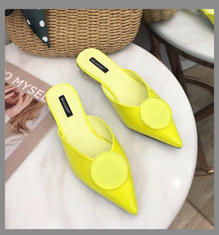 BOOPDO DESIGN POINTED BUCKLE DETAIL SLIP ON MULES