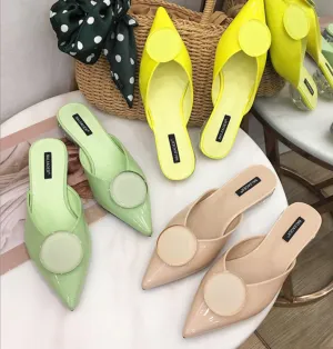 BOOPDO DESIGN POINTED BUCKLE DETAIL SLIP ON MULES