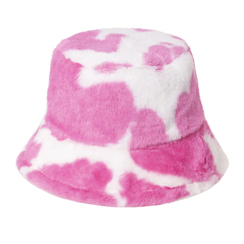 Cow Pattern Design Rabbit Fur Hat