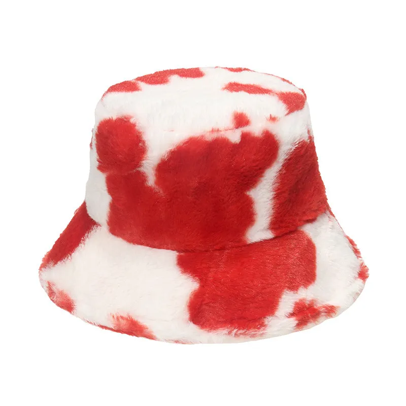 Cow Pattern Design Rabbit Fur Hat