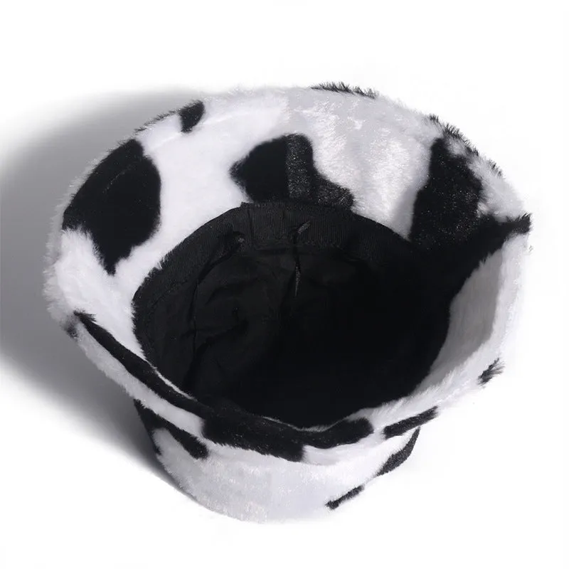 Cow Pattern Design Rabbit Fur Hat