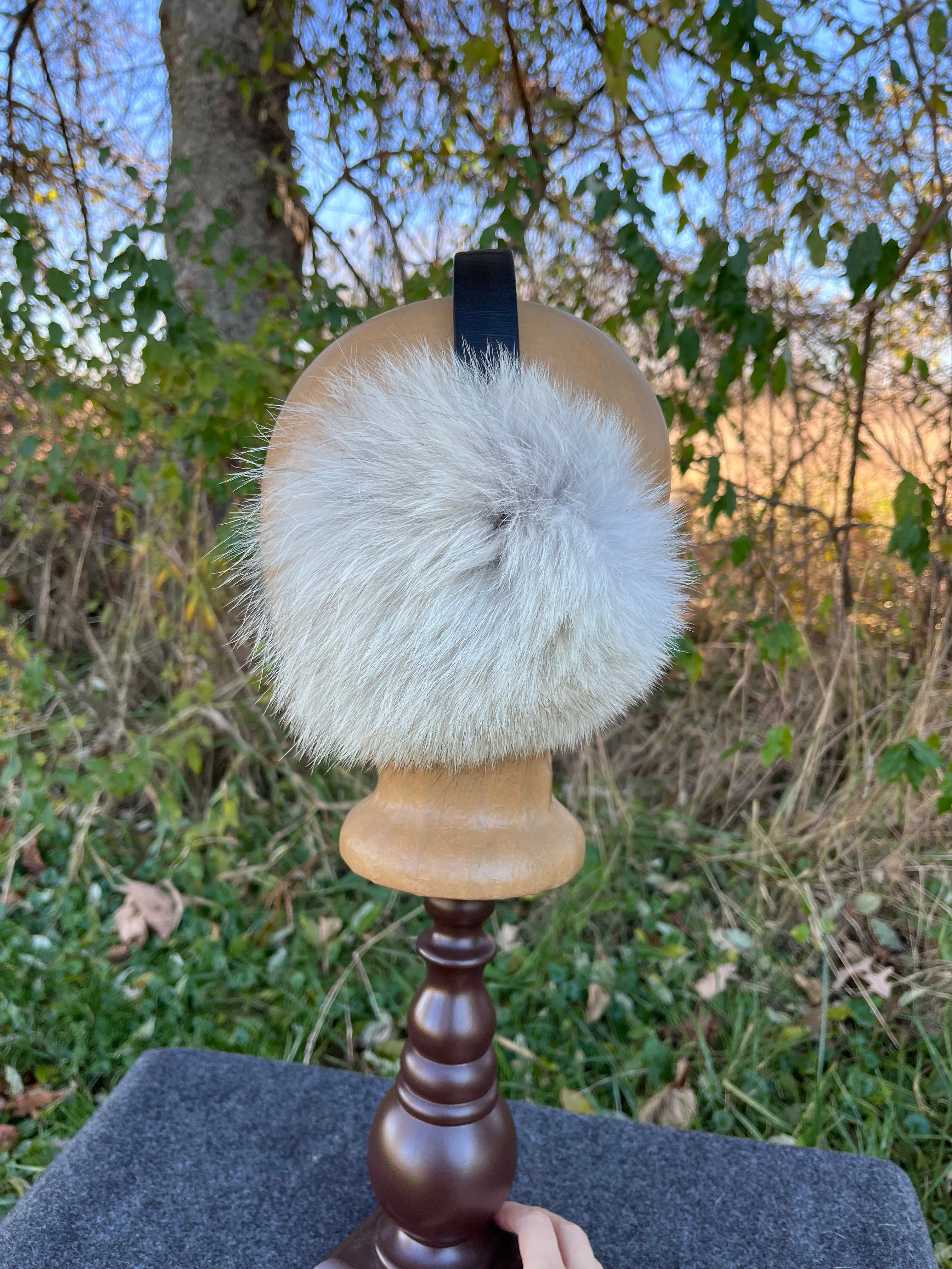 Coyote (light color) fur Earmuffs lined with Plucked & Sheared Beaver fur