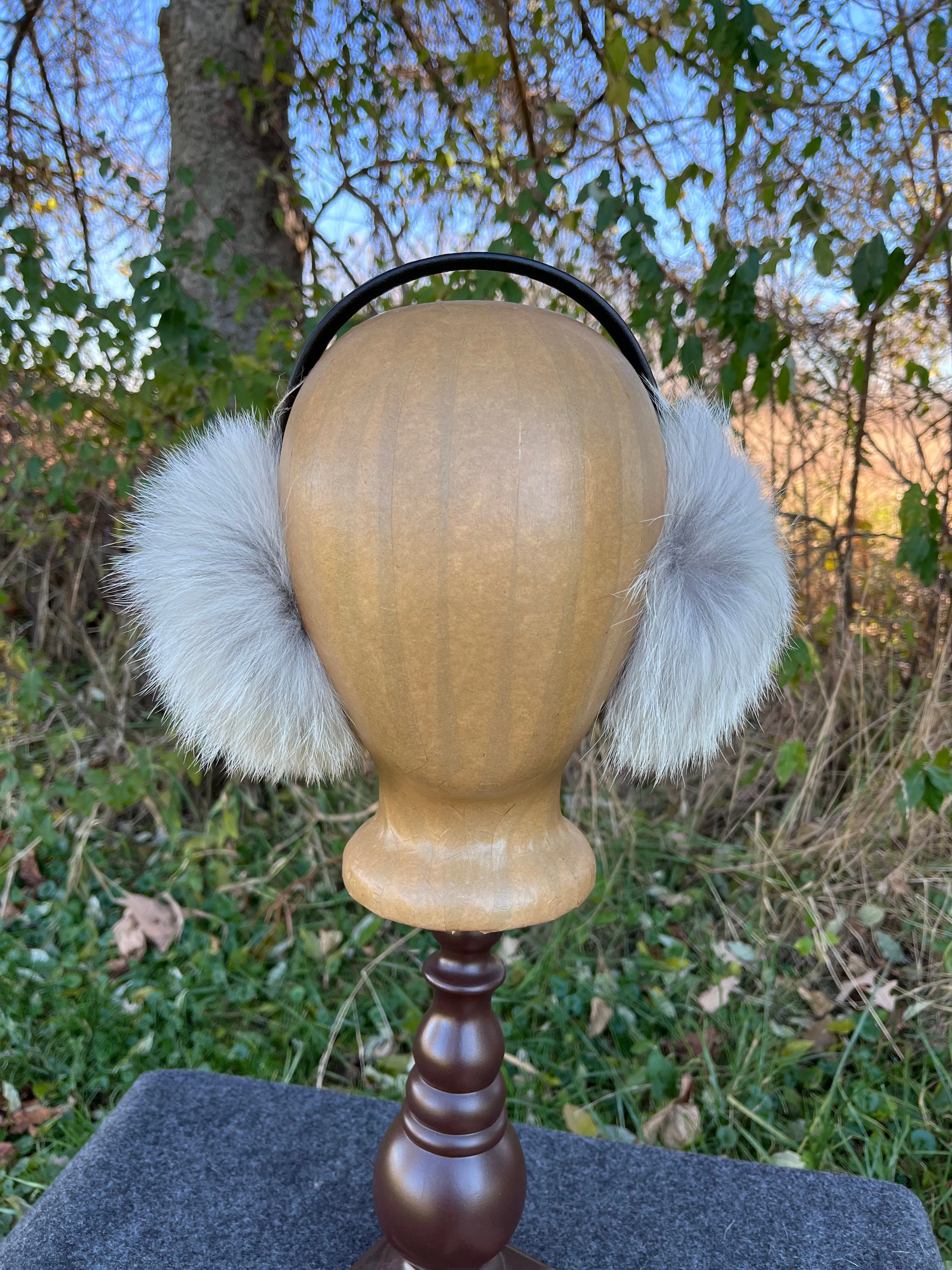 Coyote (light color) fur Earmuffs lined with Plucked & Sheared Beaver fur