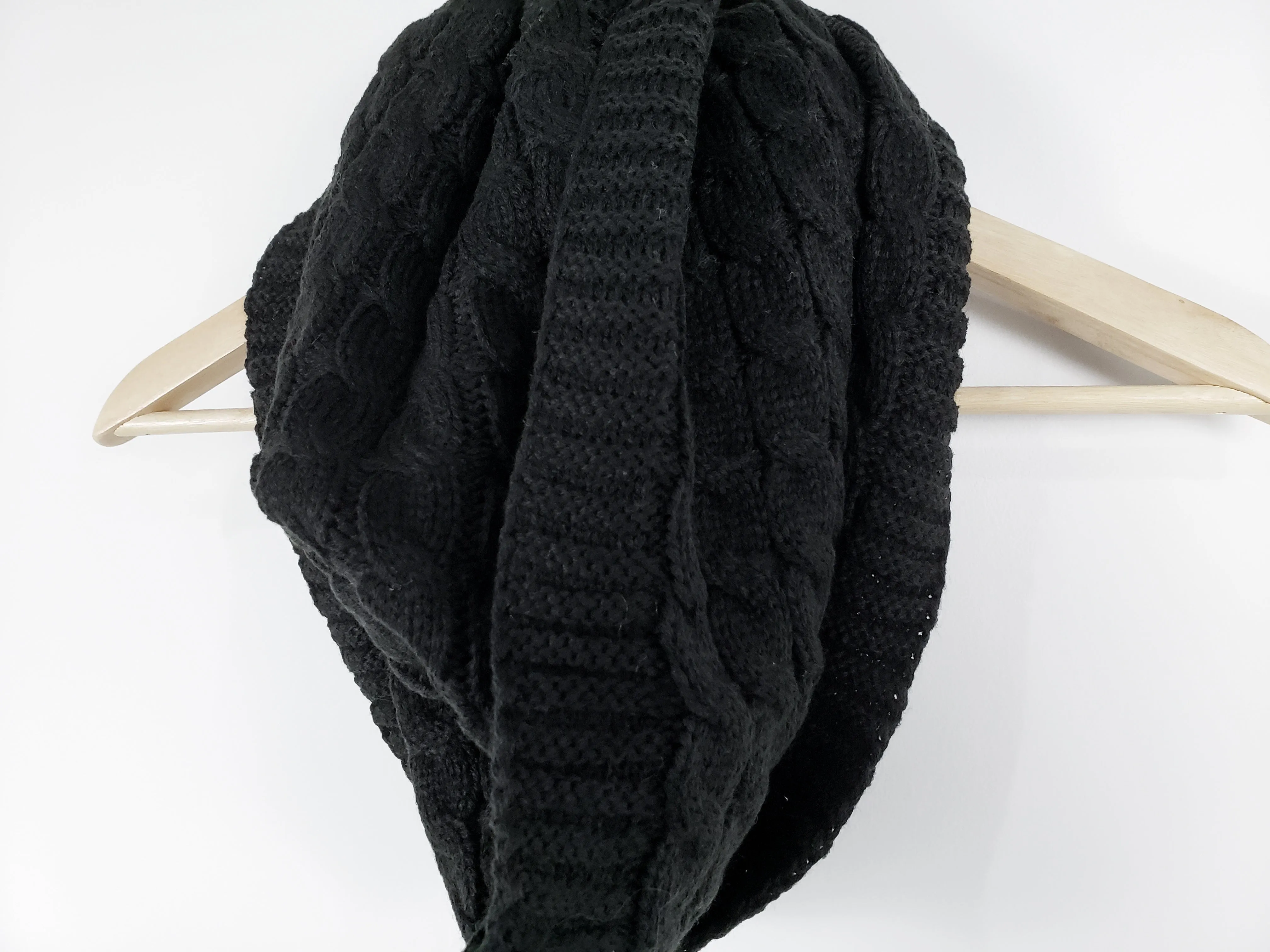 Cozy Knit Black Infinity Scarf