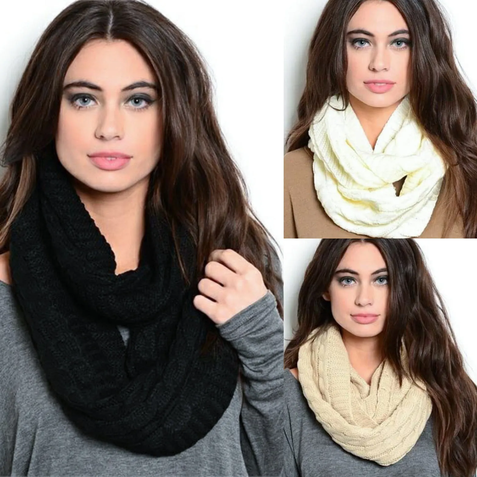 Cozy Knit Black Infinity Scarf