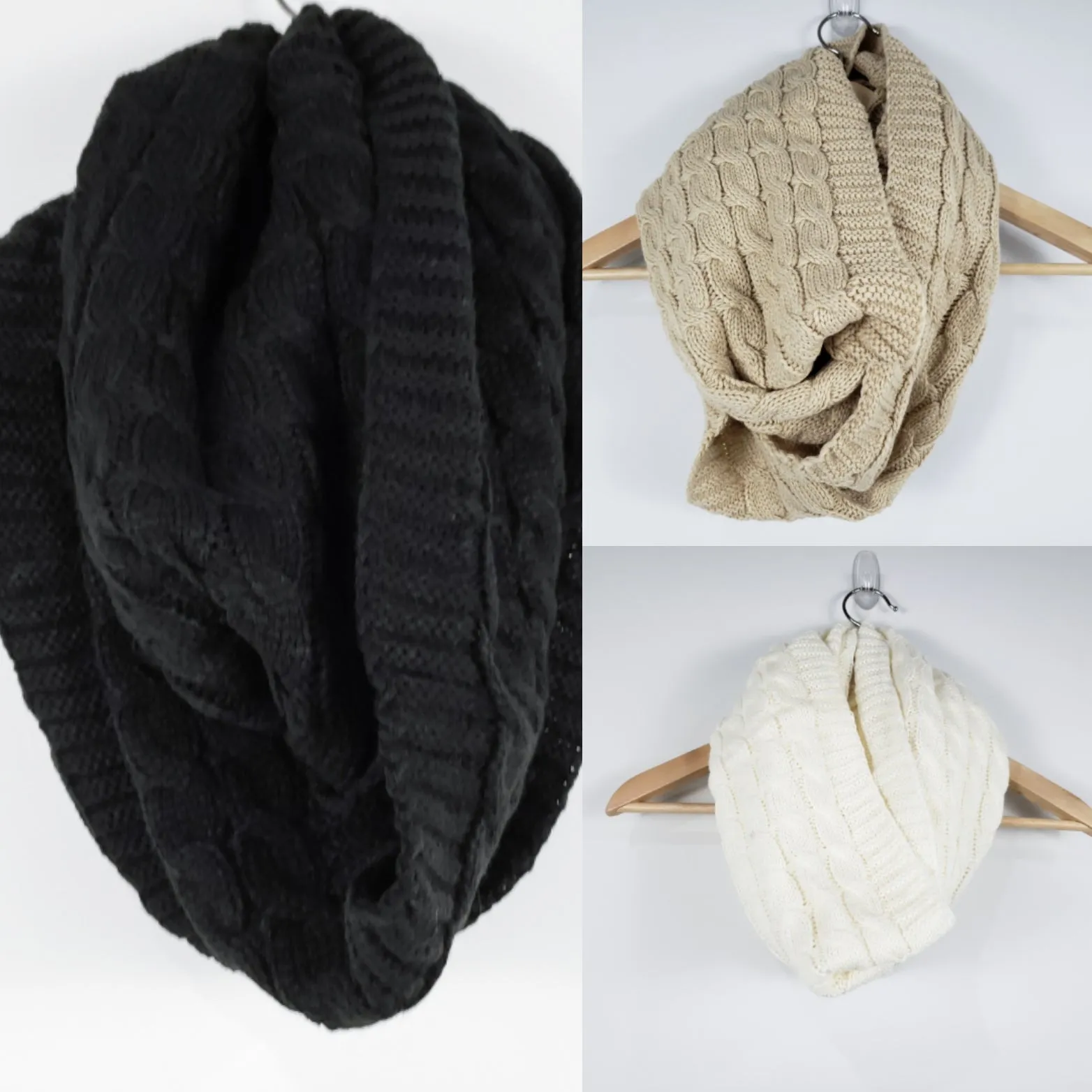 Cozy Knit Black Infinity Scarf