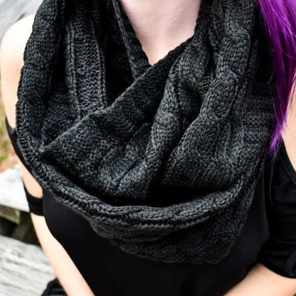 Cozy Knit Black Infinity Scarf