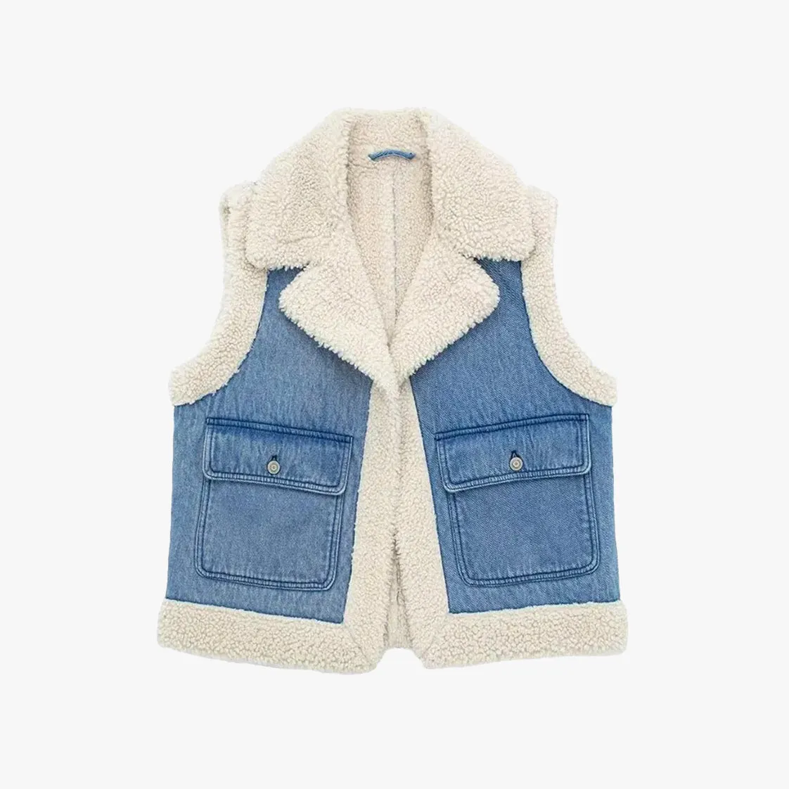Faux Sherpa Denim Vest