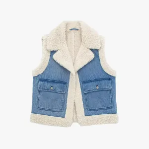 Faux Sherpa Denim Vest