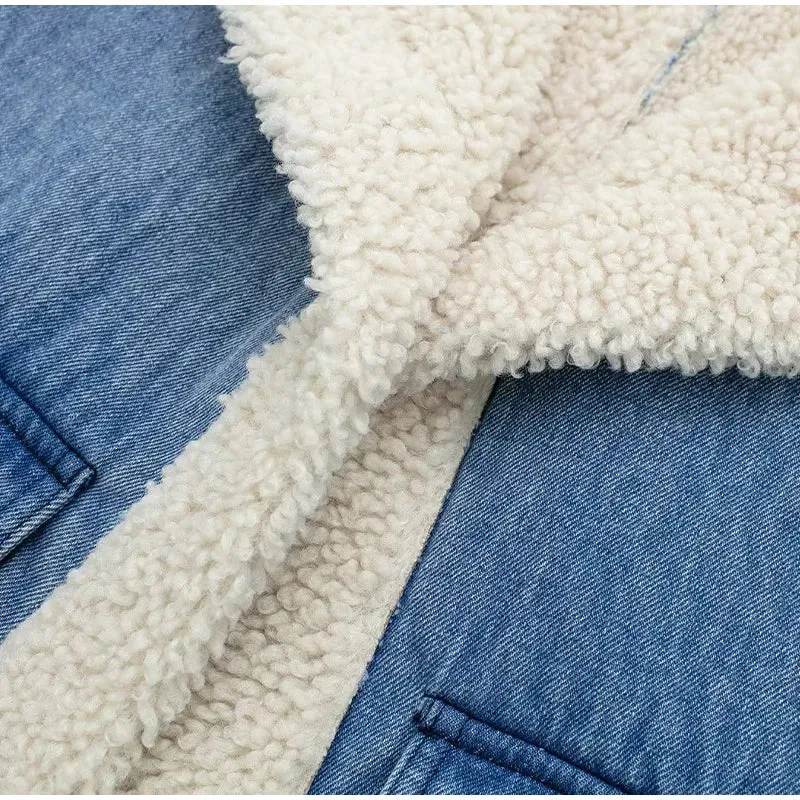 Faux Sherpa Denim Vest