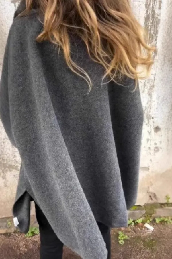 Fur Collar Patchwork Modern Cape Coat
