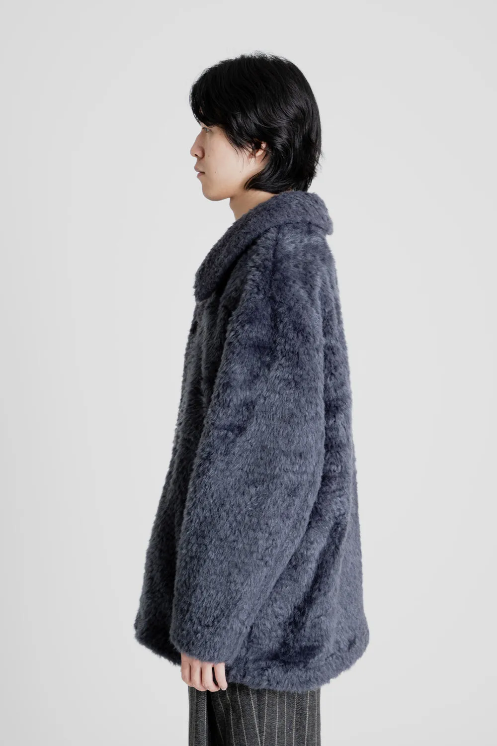 Fur Mid Coat - Charcoal