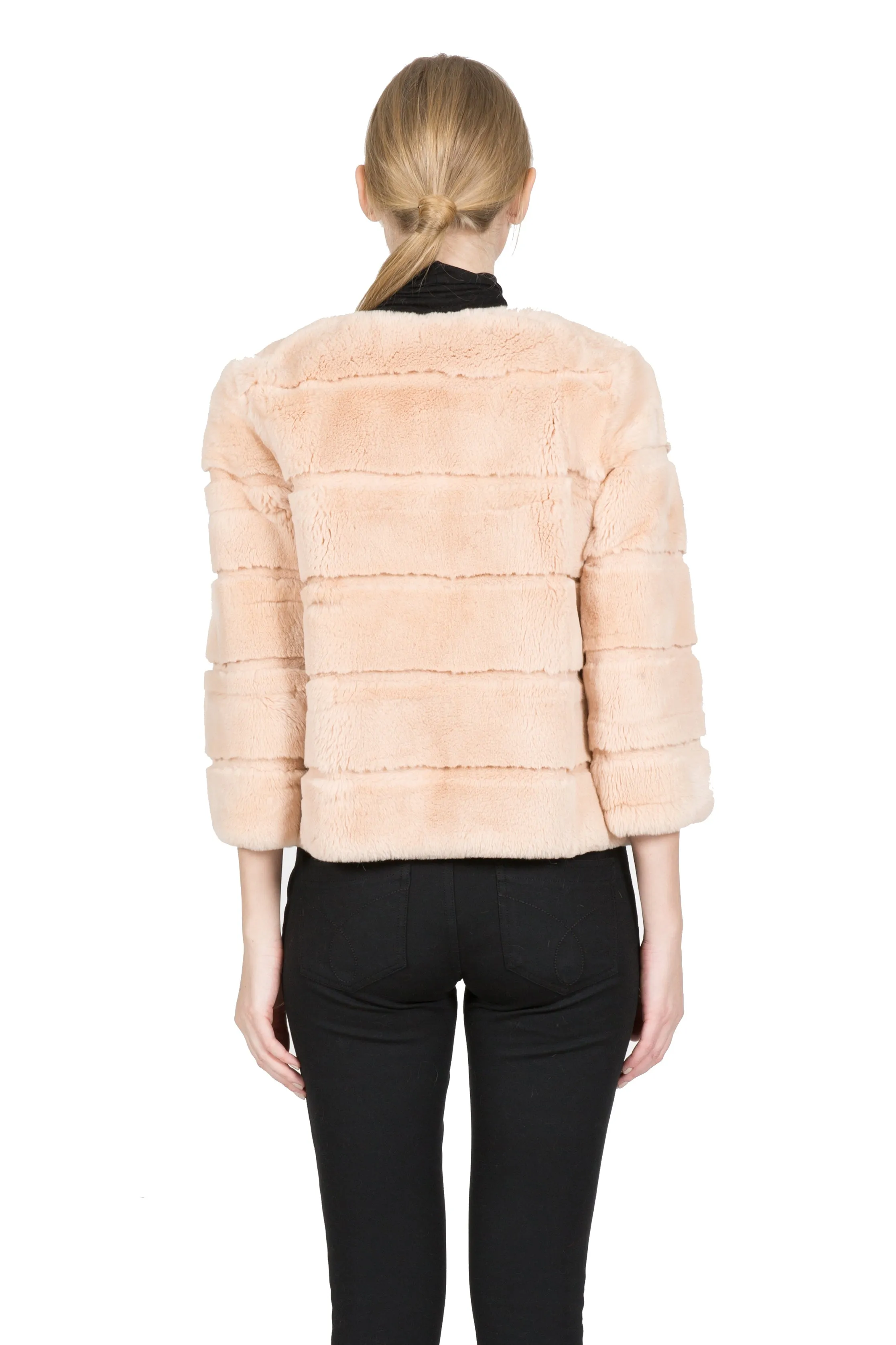 GREENWICH- Full Skin Rex Rabbit Bolero with Jewel Collar