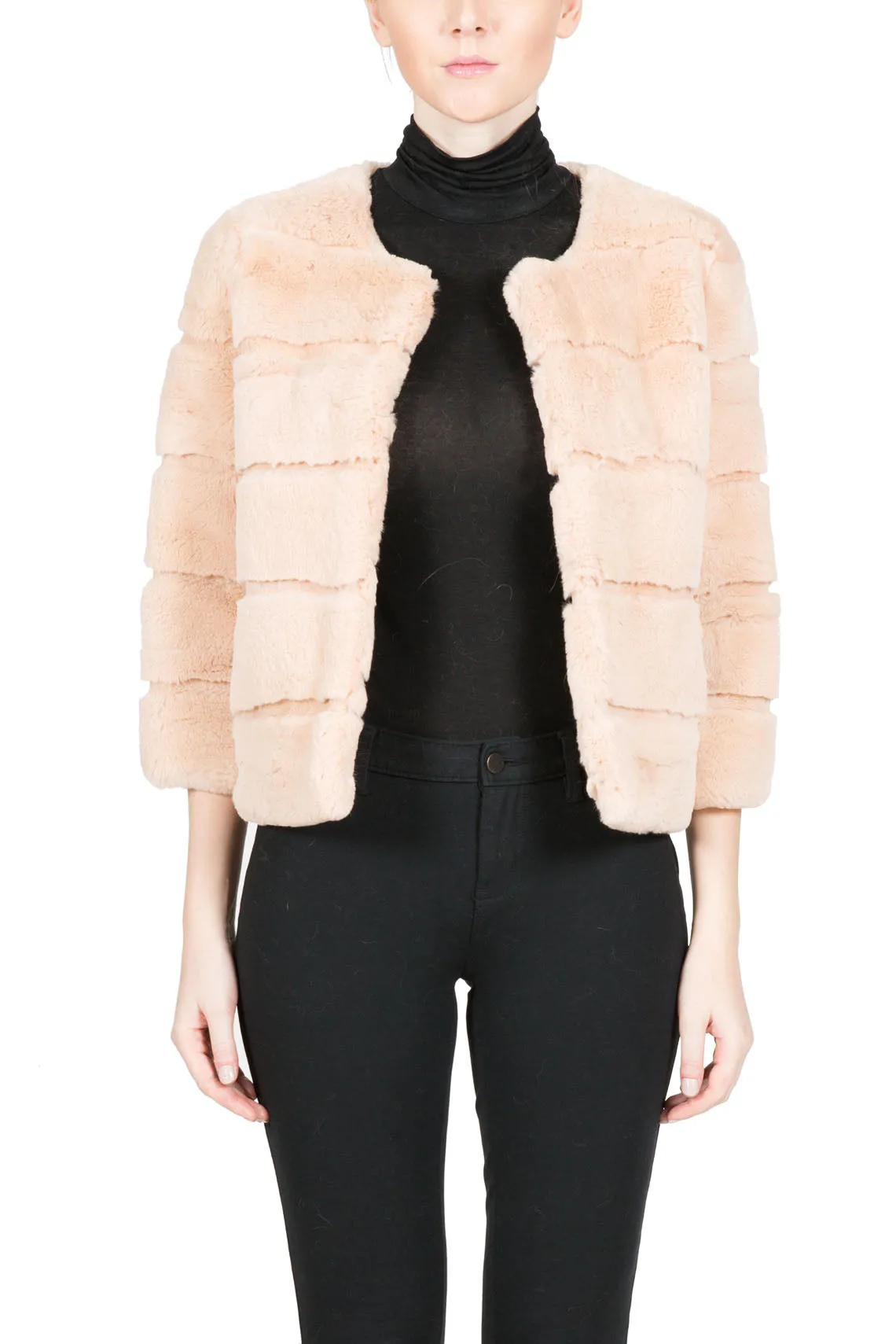 GREENWICH- Full Skin Rex Rabbit Bolero with Jewel Collar