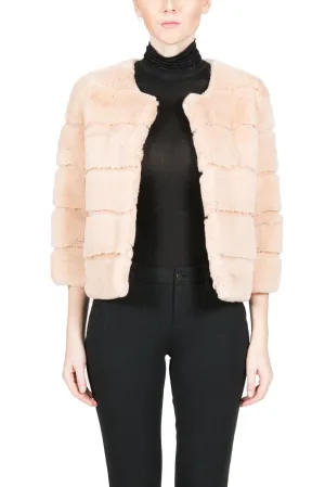 GREENWICH- Full Skin Rex Rabbit Bolero with Jewel Collar