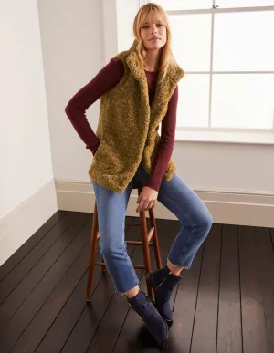 Haddon Faux Fur Gilet-Camel