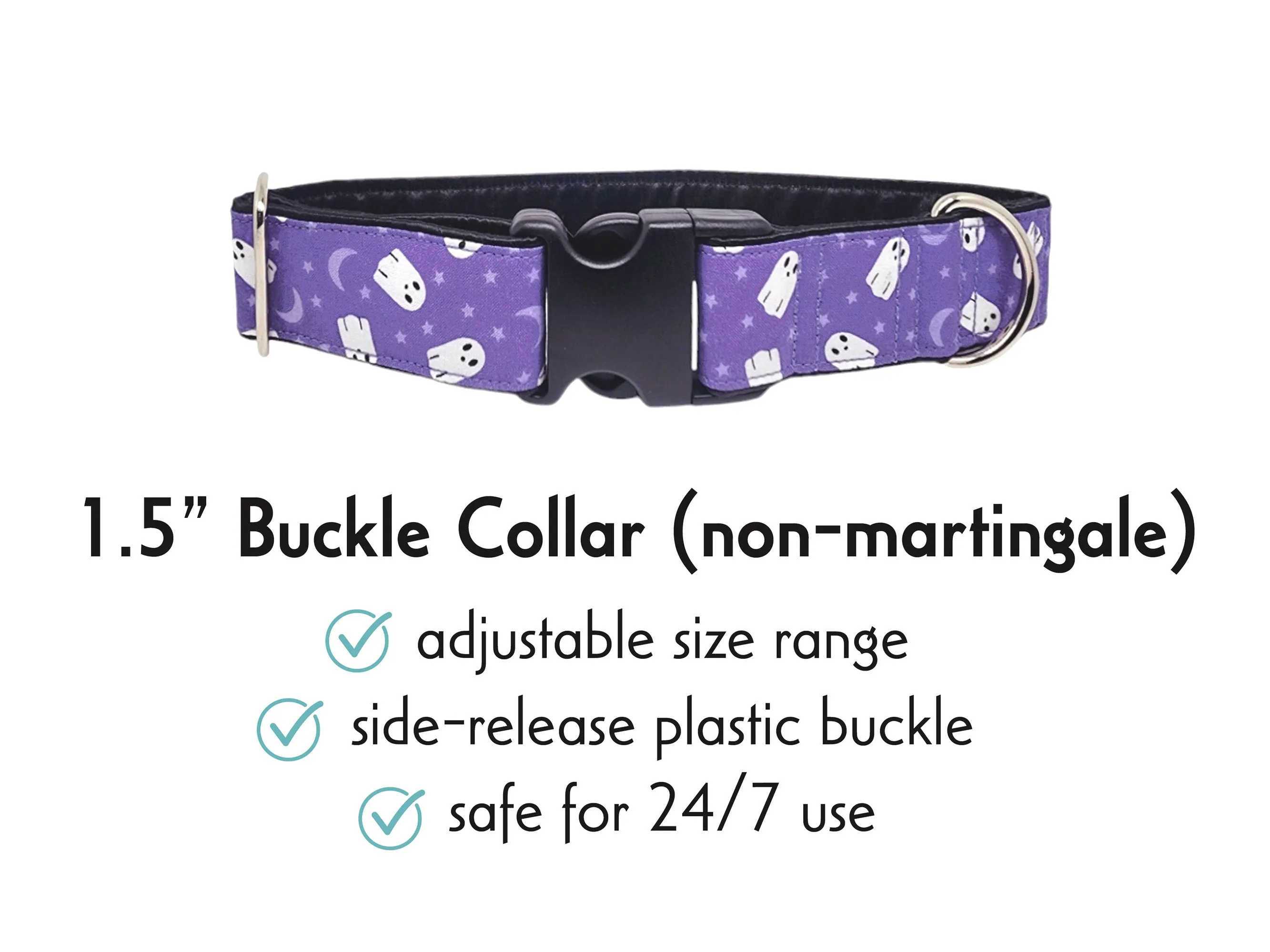 Halloween - Boo Crew Ghosts - Martingale or Buckle Dog Collar - 1.5" Width