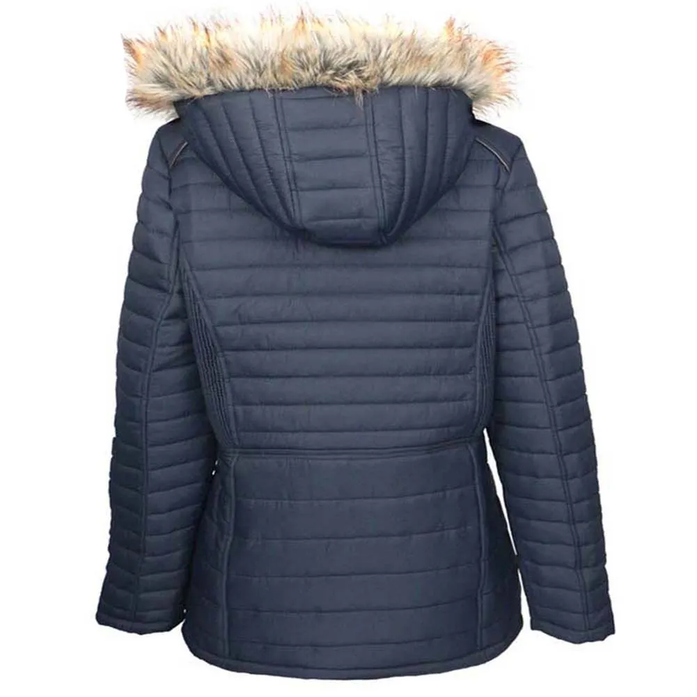 Han Ton Women's Sherpa Lined Faux Fur Trim Detachable Hood Nylon Coat