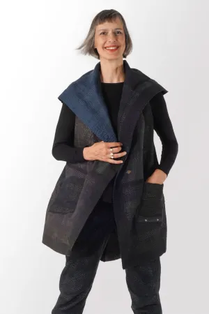 JAIPUR PATCH KANTHA CIRCULAR VEST - jp4201-blk -