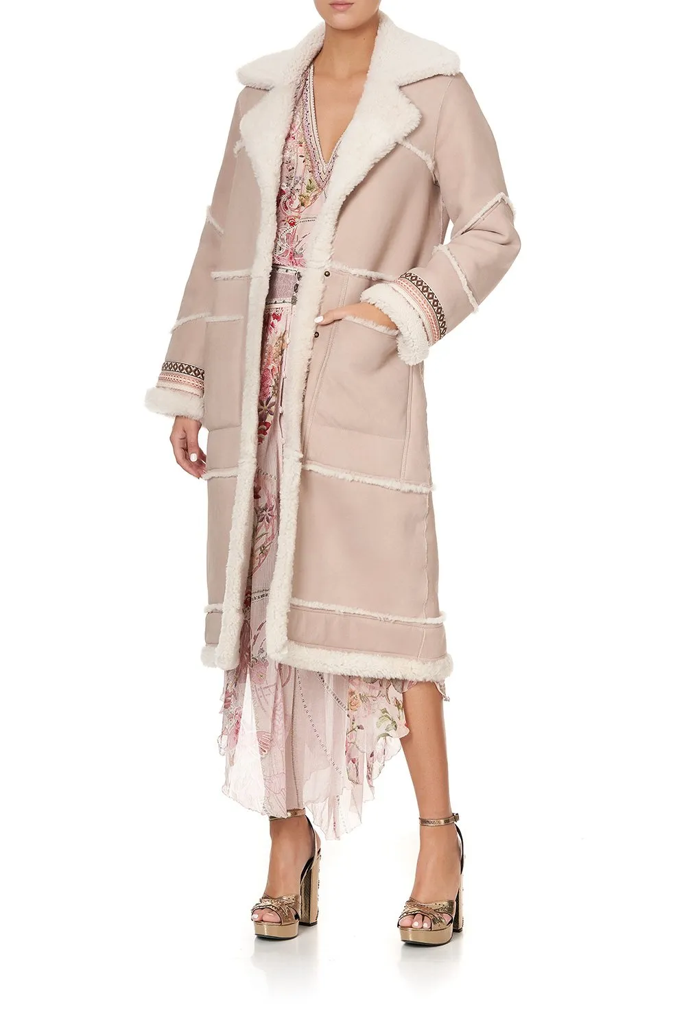 LONG SUEDE SHEARLING COAT FLOW ISTENANYA