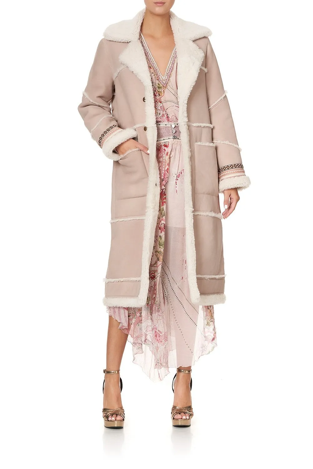 LONG SUEDE SHEARLING COAT FLOW ISTENANYA