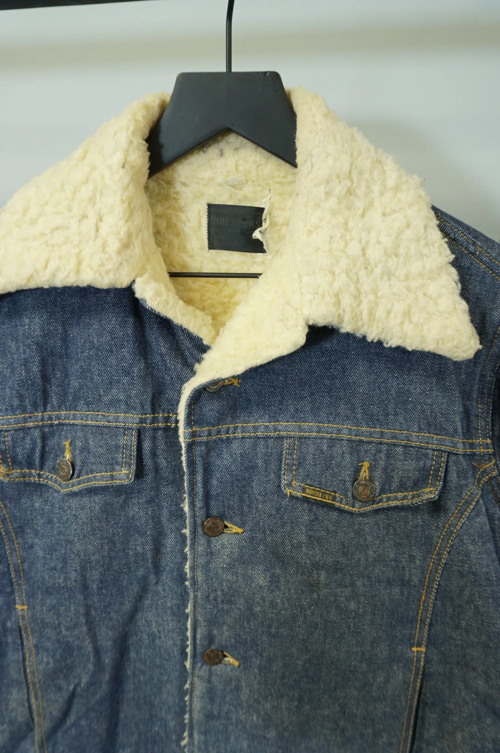 (M) Vtg Sherpa Lined Roebuck Denim Jacket