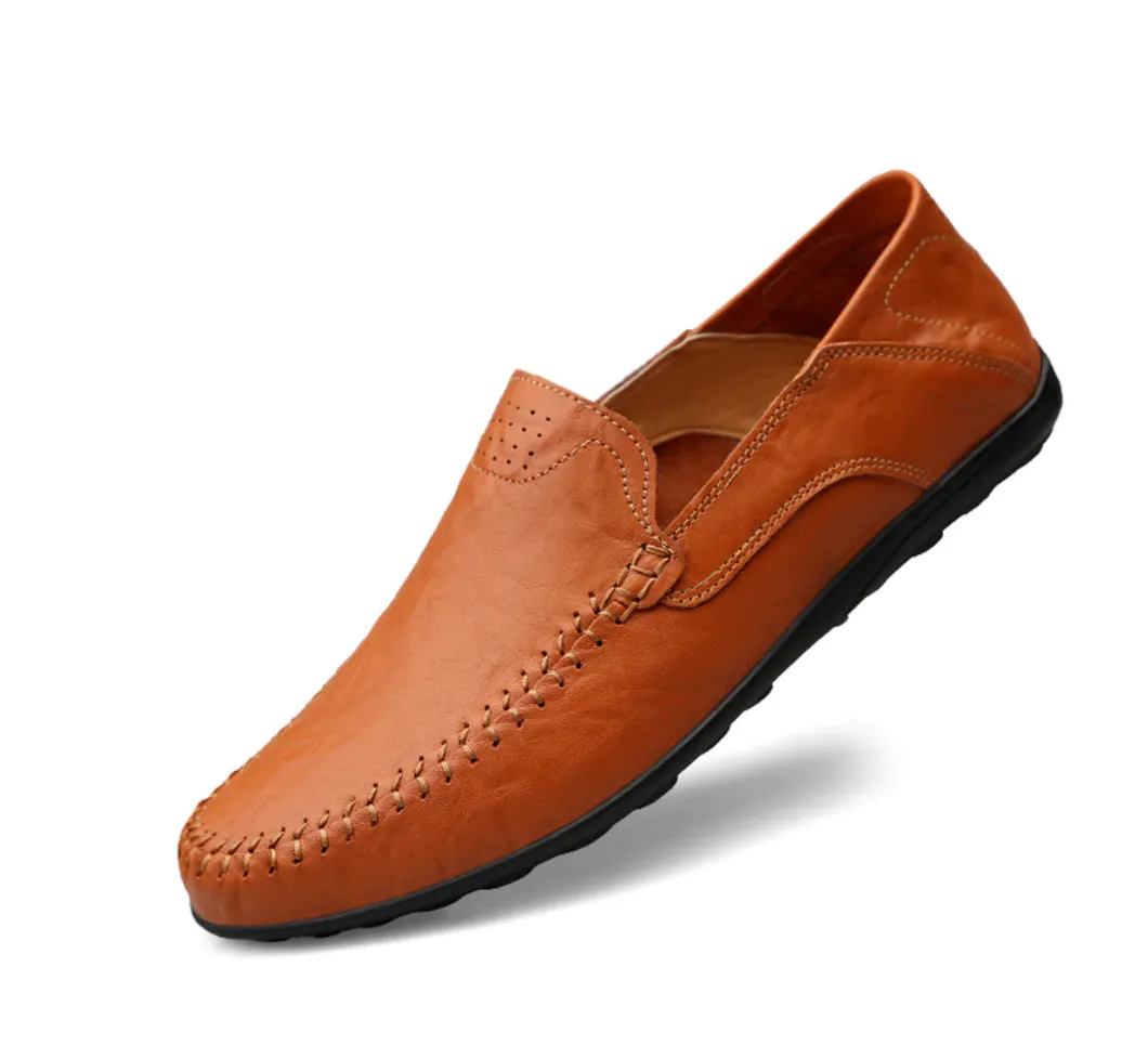 Men's Summer Genuine Leather Casual Slip On Handmade Loafers | Plus Size