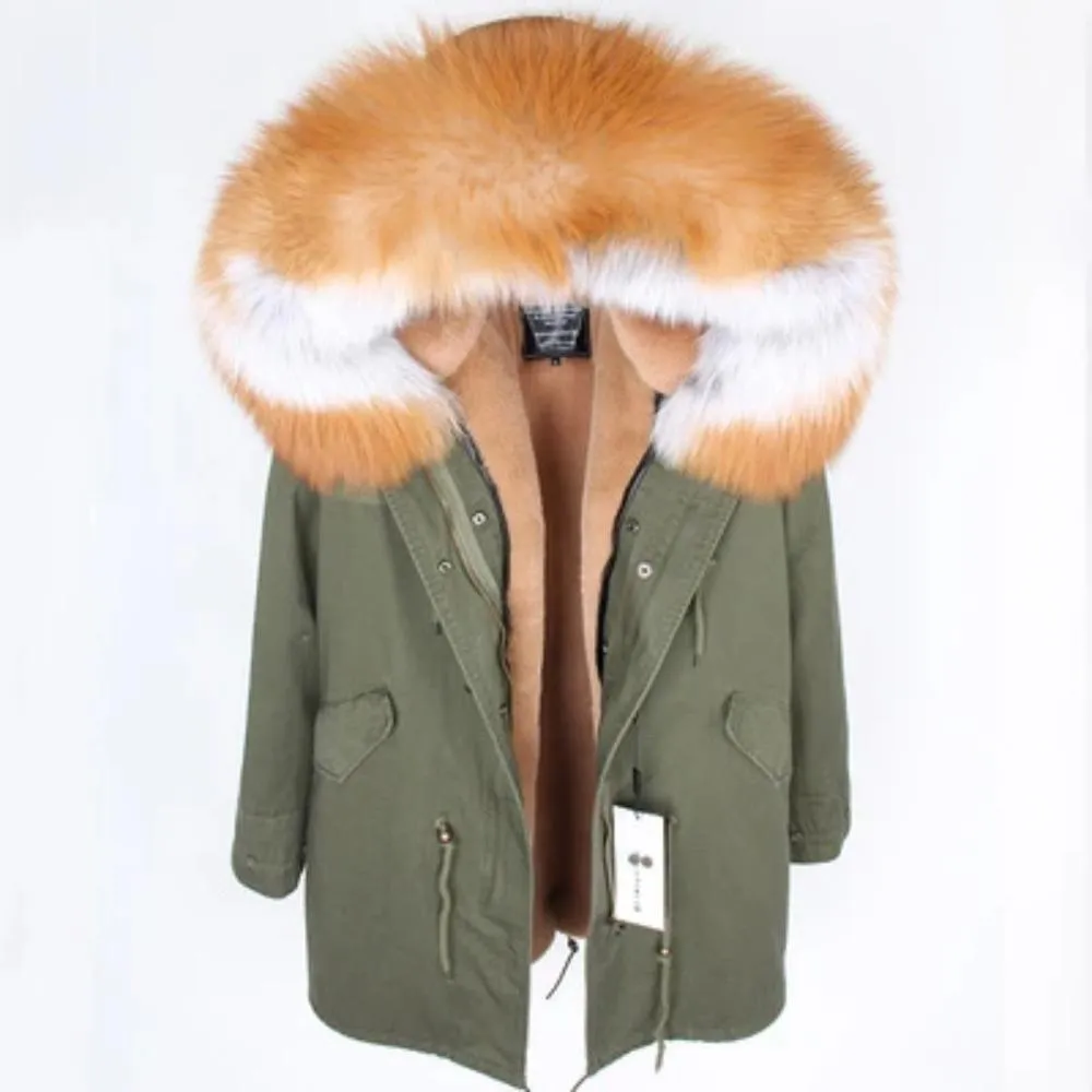 Men's Winter Casual Long Parka With Raccoon Fur