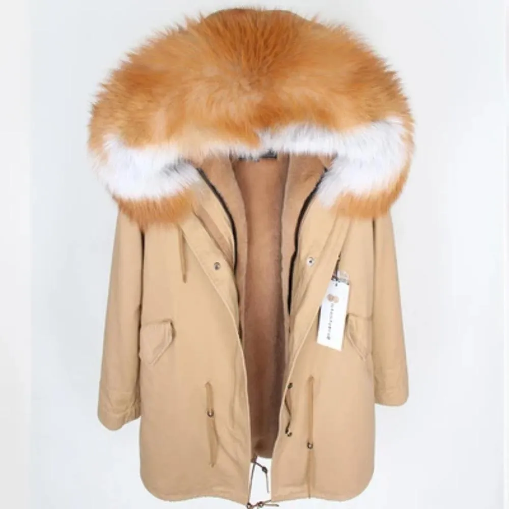 Men's Winter Casual Long Parka With Raccoon Fur
