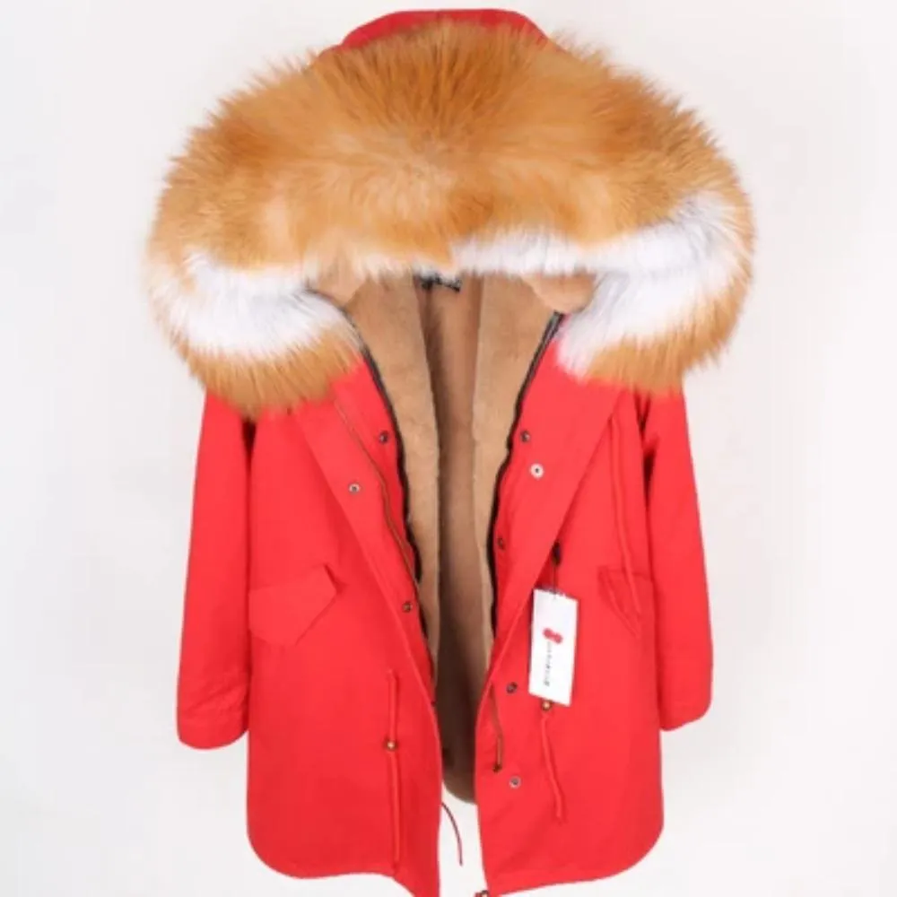 Men's Winter Casual Long Parka With Raccoon Fur