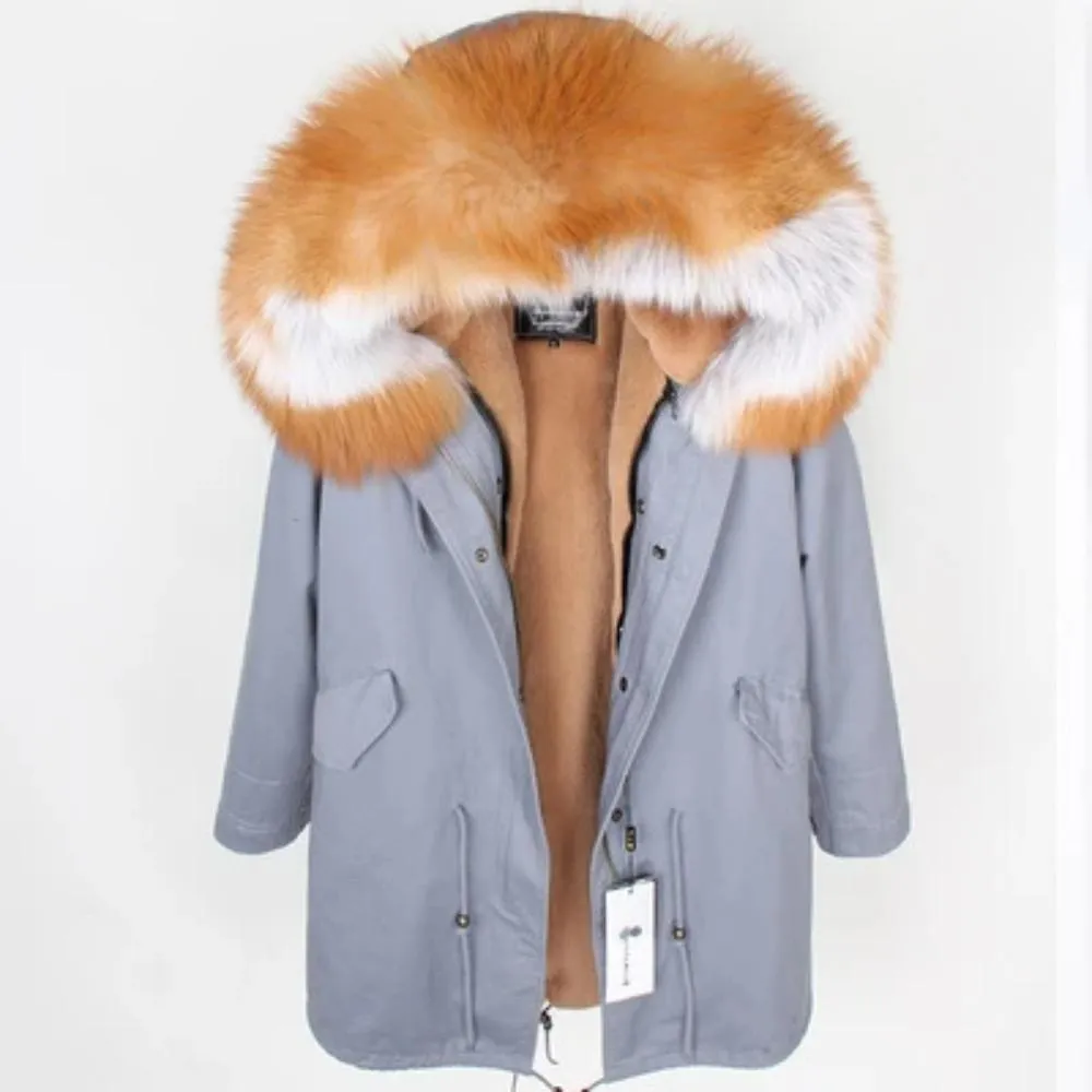 Men's Winter Casual Long Parka With Raccoon Fur