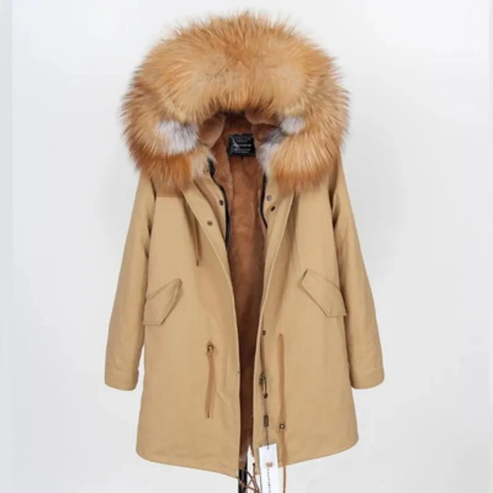 Men's Winter Casual Long Parka With Raccoon Fur