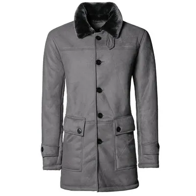 Men's Winter Casual Wool Fur Leather Coat