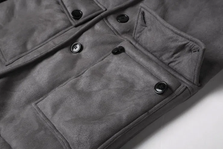 Men's Winter Casual Wool Fur Leather Coat