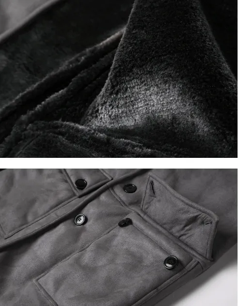 Men's Winter Warm Wool Fur Leather Coat