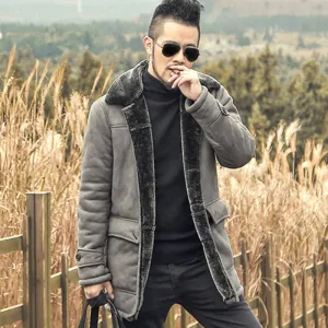 Men's Winter Warm Wool Fur Leather Coat