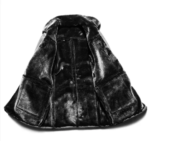 Men's Winter Warm Wool Fur Leather Coat