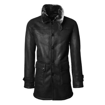 Men's Winter Warm Wool Fur Leather Coat