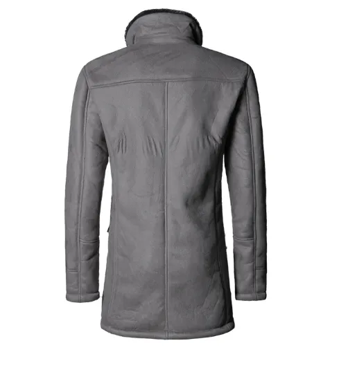 Men's Winter Warm Wool Fur Leather Coat